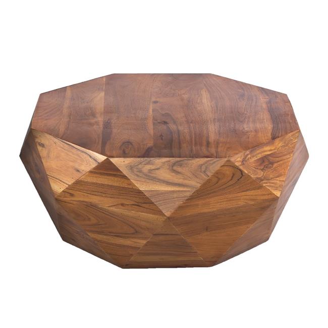 Photo 1 of The Urban Port 34" Diamond Shaped Modern Wood Coffee Table with Smooth Top Brown
