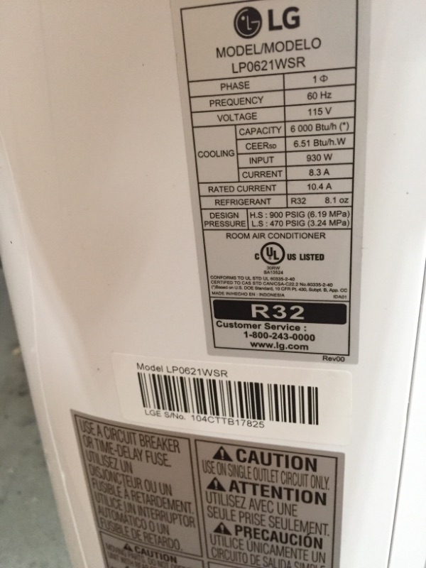 Photo 5 of LG 6,000 BTU Portable Air Conditioner - White
