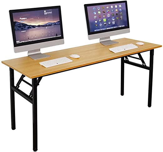 Photo 1 of Need Computer Desk Office Desk 62 inches Folding Table with BIFMA Certification Computer Table Workstation No Install Needed, Teak AC5BB-157
