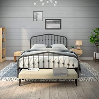 Photo 1 of AMBEE21 Washington Queen Metal Bed Frame with Headboard and Footboard Platform/Wrought Iron/Heavy Duty/ Metal Slat/ Grey Silver/No Box Spring Needed-QUEEN 
