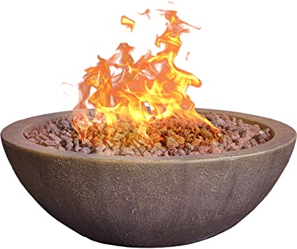 Photo 1 of Bond Manufacturing 67504 Mondavi 36" Round 65,000 BTU Faux Concrete Gas Fire Bowl, Height: 12.5&quot, Brown 36 x 12 x 36 inches

