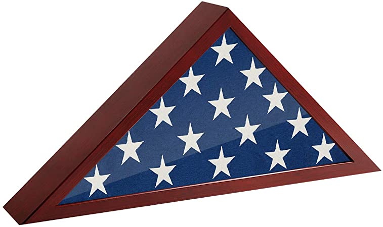 Photo 1 of Americanflat Flag Case for Veterans - Fits a folded 3' x 5' American Military Flag - Triangle Display with Polished Plexiglass (Mahogany)
