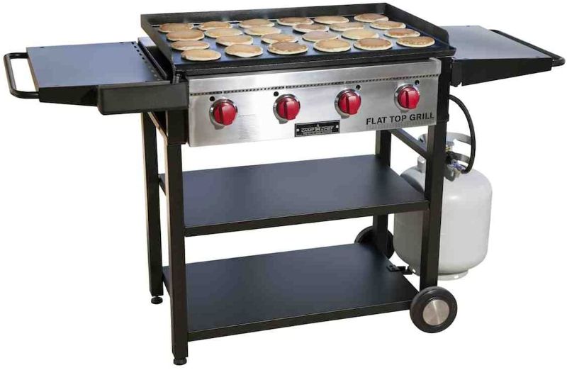 Photo 1 of BOX 1 OF 2 ONLY* INCOMPLETE* PARTS ONLY*
Camp Chef Flat Top Grill, True Seasoned Griddle Surface, Four 12,000 BTUs/Hr. stainless steel Burners
