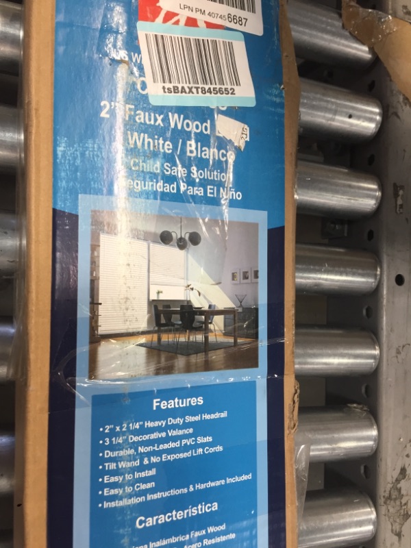 Photo 1 of 2" Cordless Faux Wood Blind 70.5" W x 48" H, Inside Mount
