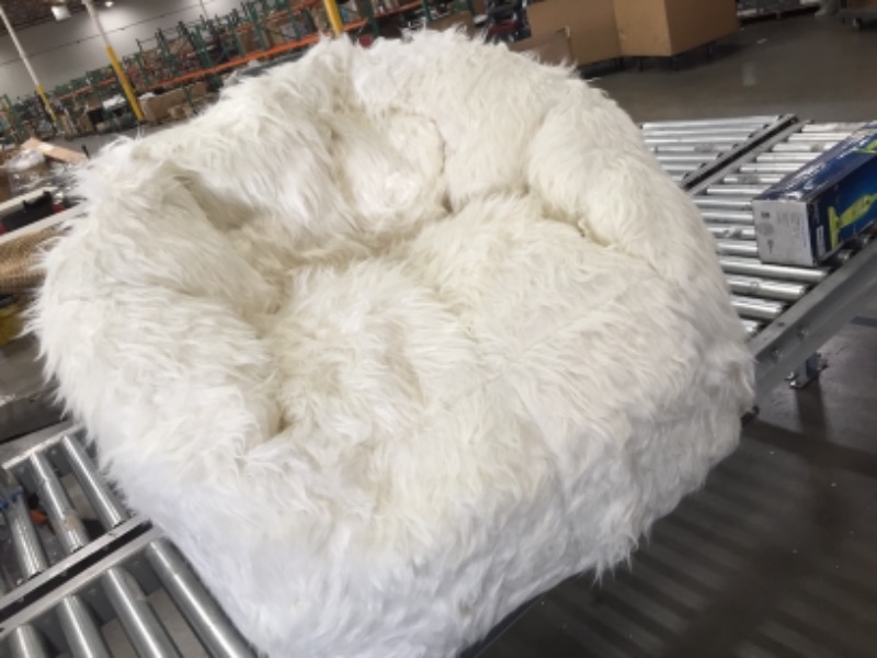 Photo 2 of "Big Joe Milano Beanbag Chair Ivory Shag"
