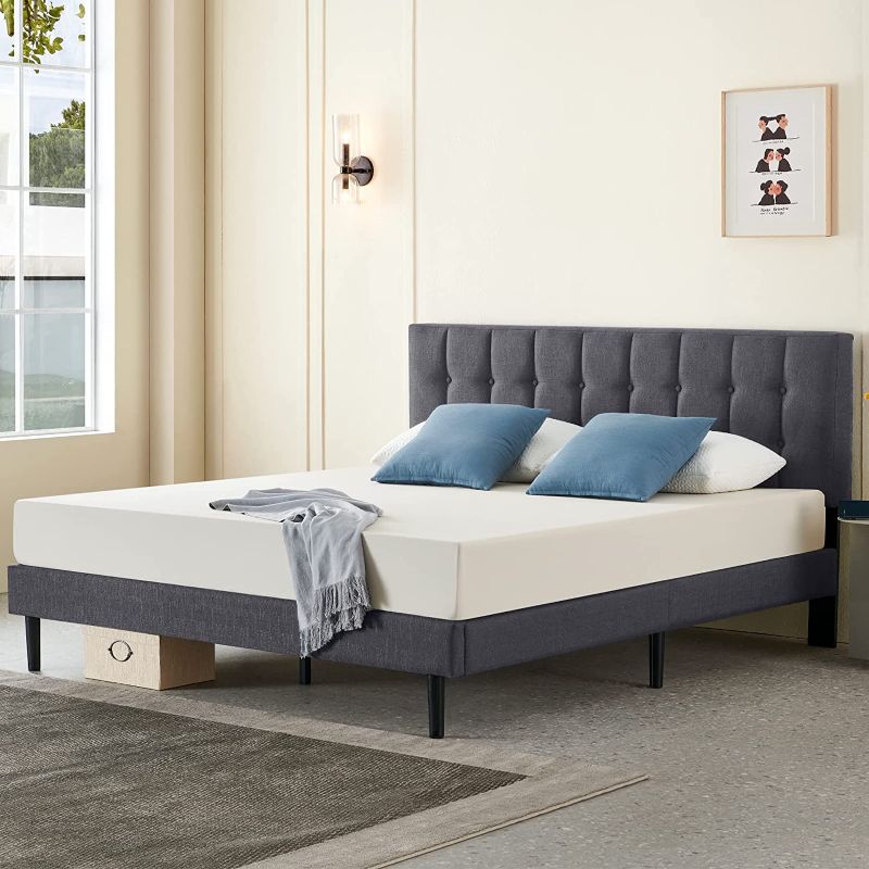 Photo 1 of **PARTS ONLY**
Iyee Nature Upholstered Platform Bed Frame with Tufted Headboard, Queen Bed for Wood Slat Support/Mattress Foundation/No Box Spring Needed/Easy Assembly, Grey
