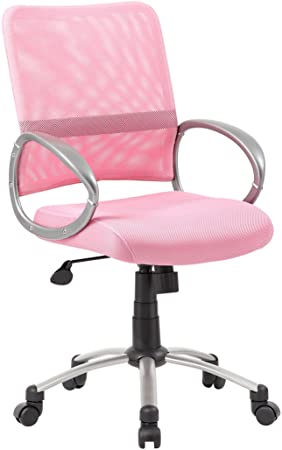 Photo 1 of USED: Boss Office Products Mesh Back Task Chair with Pewter Finish in Pink 25"D x 25"W x 39"H

