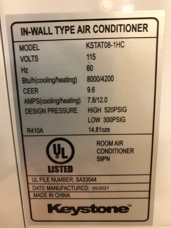 Photo 2 of Keystone - 350 Sq. Ft. Through-the-Wall Air Conditioner and 350 Sq. Ft. Heater - White
