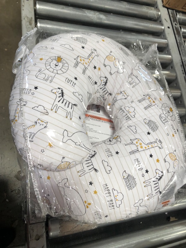 Photo 1 of Boppy Nursing Pillow and Positioner—Original | Notebook Black and White with Gold Animals| Breastfeeding, Bottle Feeding, Baby Support | With Removable Cotton Blend Cover | Awake-Time Support
