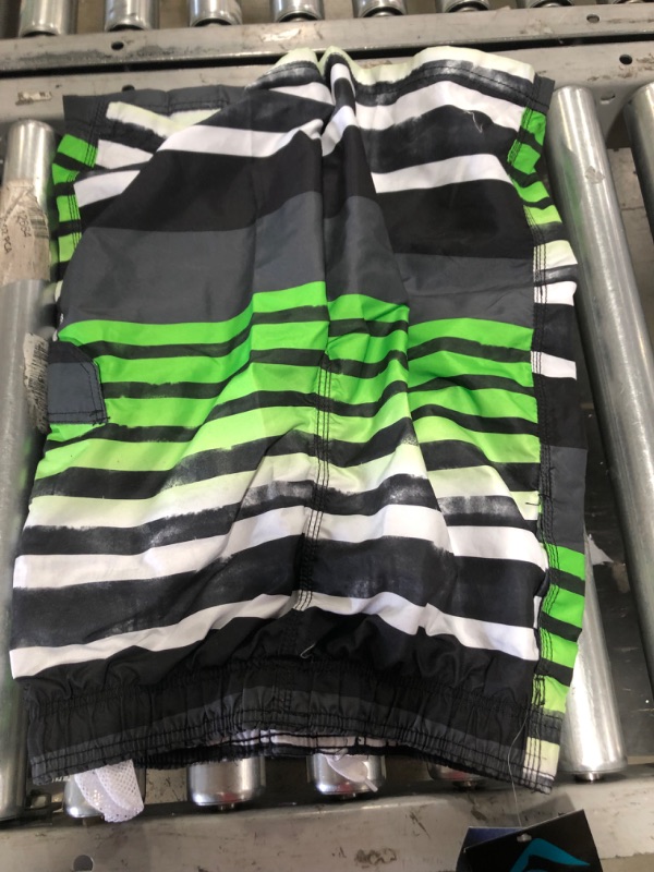 Photo 3 of Kanu Surf Boys' Board Shorts Black/Green - Black & Green Reflection Swim Trunks - Toddler & Boys
