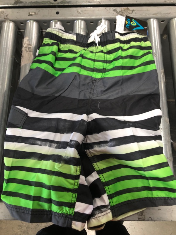 Photo 4 of Kanu Surf Boys' Board Shorts Black/Green - Black & Green Reflection Swim Trunks - Toddler & Boys
