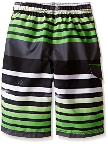 Photo 1 of Kanu Surf Boys' Board Shorts Black/Green - Black & Green Reflection Swim Trunks - Toddler & Boys
