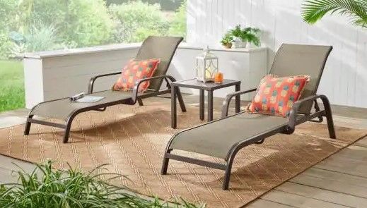 Photo 1 of (SCRATCHED)
Aluminum Dark Taupe Outdoor Stack Chaise Lounge with Sunbrella Elevation Stone Sling (2-Pack)
