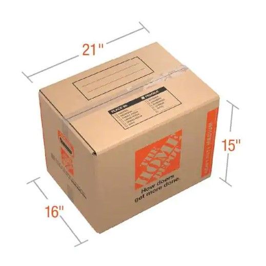 Photo 1 of 21 in. L x 15 in. W x 16 in. D Heavy-Duty Medium Moving Box with Handles (10-Pack)
