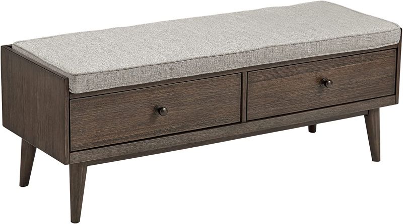 Photo 1 of **HARDWARE MISSING**Signature Design by Ashley Chetfield Upholstered Mid-Century Modern Storage Bench, Brown
