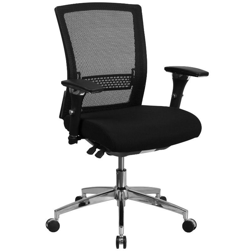 Photo 1 of HERCULES Series 24/7 Intensive Use 300 Lb. Rated Black Mesh Multifunction Ergonomic Office Chair with Seat Slider [GO-WY-85-8-GG]
