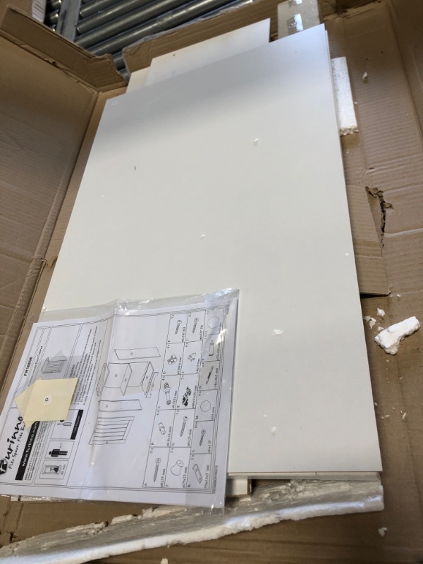 Photo 2 of **MINOR DAMAGE** FR18696WH Indo Standing Louver Door Cabinet - White - 31.50 X 17.32 X 11.61 in.
