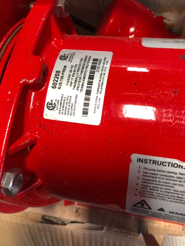 Photo 1 of **MISSING PARTS**MINOR DAMAGE** Red Lion RJS-100-PREM 602208 Premium Cast Iron Shallow Well Jet Pump