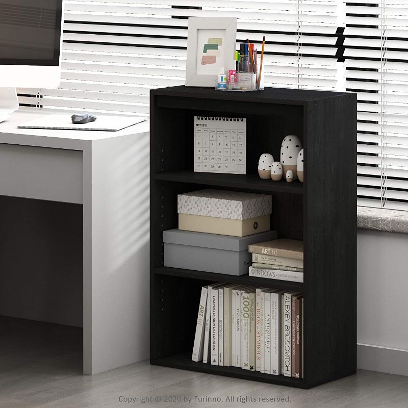 Photo 1 of **MISSING HARDWARE** Furinno Pasir 3-Tier Open Shelf Bookcase, Blackwood
