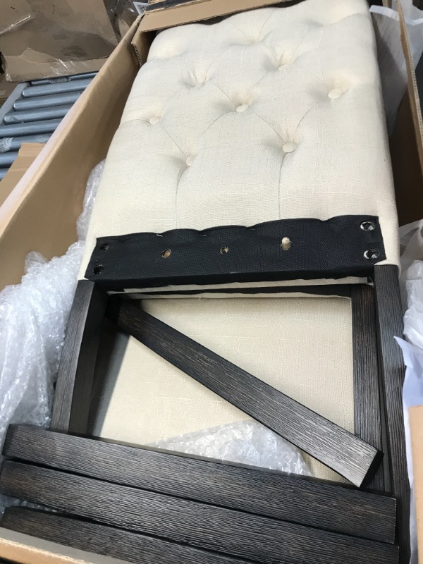 Photo 1 of **Minor Ware**Missing Hardware** Roundhill Furniture Leviton Solid Wood Asons Dining Chair in Tan (Set of 2)
