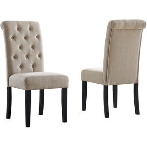 Photo 1 of **Minor Ware**Missing Hardware** Roundhill Furniture Leviton Solid Wood Asons Dining Chair in Tan (Set of 2)
