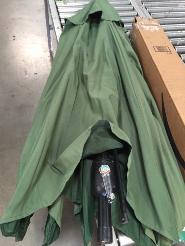 Photo 4 of **DAMAGED ARM** Sunnyglade 7.5' Patio Umbrella Outdoor Table Market Umbrella with Push Button Tilt/Crank, 6 Ribs (Dark Green)
