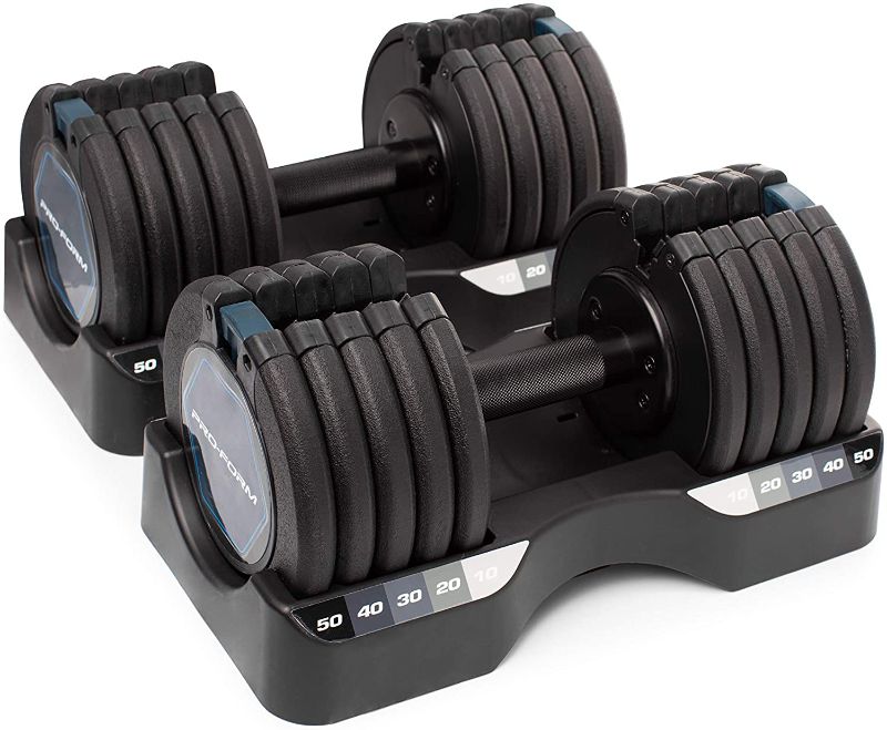 Photo 1 of **DAMAGED** ProForm 50 lb. Select-a-Weight Dumbbell Pair, Black
