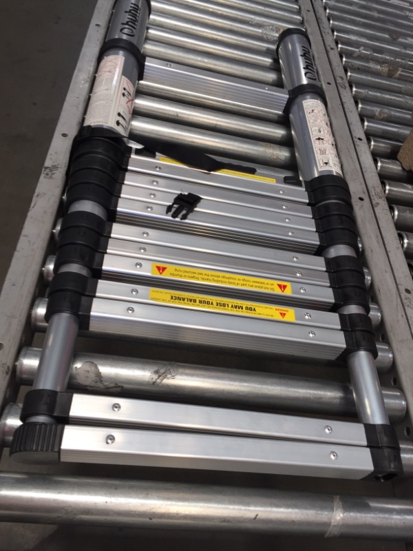 Photo 2 of **DAMAGED* MISSING PARTS*** Ohuhu 15.5 FT Telescoping Ladder with Stabilizer Bar, EN131 Certified Convenient Aluminum Telescopic Extension Ladder, 330 Pound Capacity
