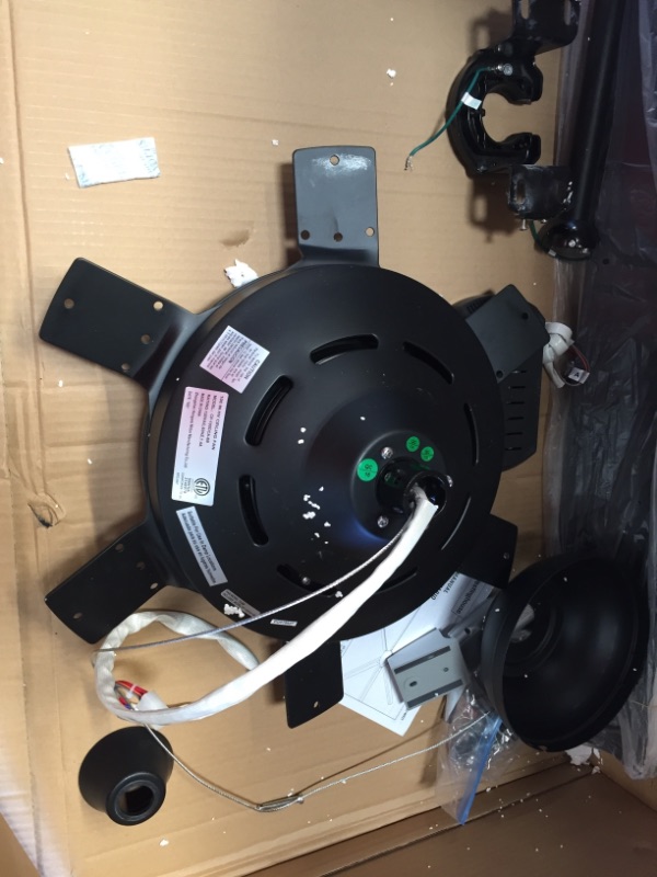 Photo 2 of **Minor Damage* MISSING PARTS* Westinghouse Lighting 7224800 Widespan Industrial Ceiling Fan with Remote, 100 Inch, Matte Black
