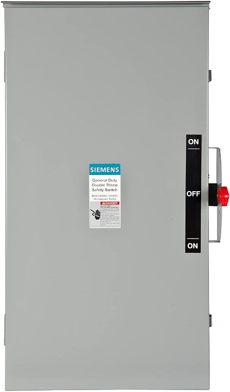 Photo 1 of Siemens DTGNF224NR 200-Amp, 2 Pole, 240-volt, 3 Wire, General Duty, Double Throw, Type 3R
