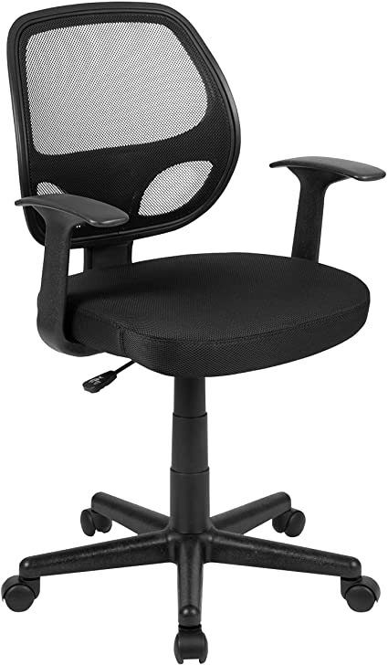 Photo 1 of Flash Furniture Flash Fundamentals Mid-Back Black Mesh Swivel Ergonomic Task Office Chair with Arms
