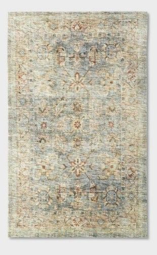 Photo 1 of 3'x5' Ledges Digital Floral Print Distressed Persian Style Rug Green - Threshold™ Designed with Studio McGee
