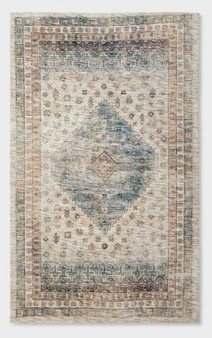 Photo 1 of 3' x 5' Light Distressed Diamond Persian Style Rug Neutral - Threshold™ Designed with Studio McGee
