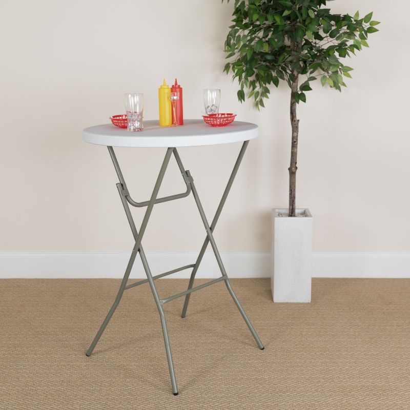 Photo 1 of Flash Furniture 43 1/2"H X 31 1/4"L Granite Plastic Bar Height Folding Table, White
