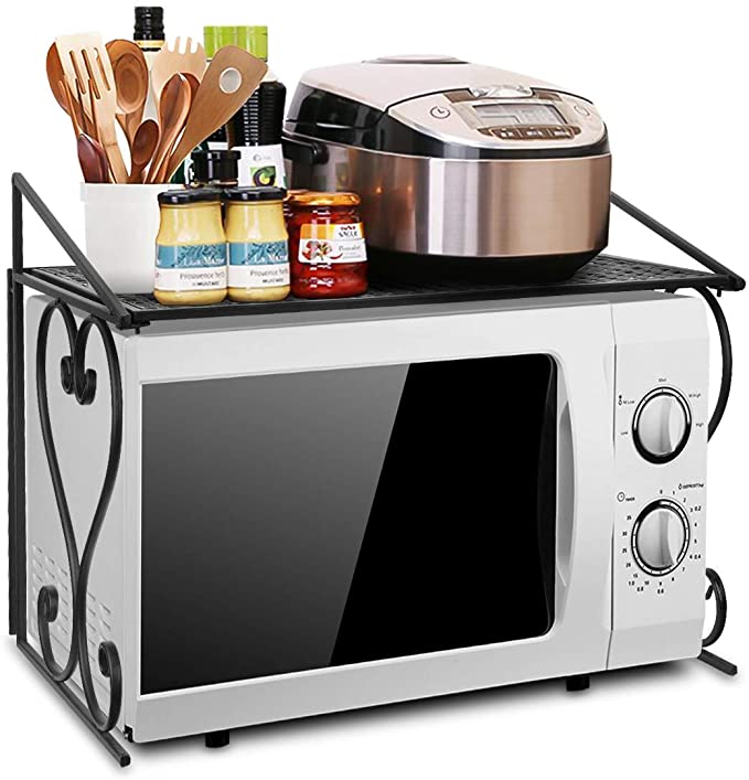 Photo 1 of AISHN Metal Microwave oven Rack/shelf Kitchen Shelves Counter and Cabinet Shelf (Black)
