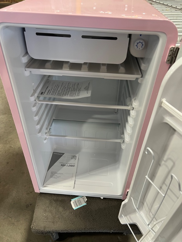 Photo 2 of FRIGIDAIRE EFR372-PINK 3.2 Cu Ft Pink Retro Compact Rounded Corner Premium Mini Fridge
MINOR DENTS