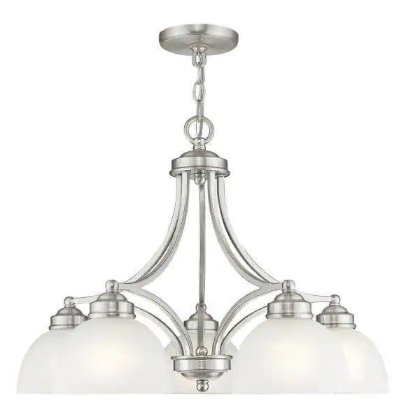 Photo 1 of (MISSING SHADE/HARDWARE) Livex Lighting Somerset 5 Light Brushed Nickel Chandelier