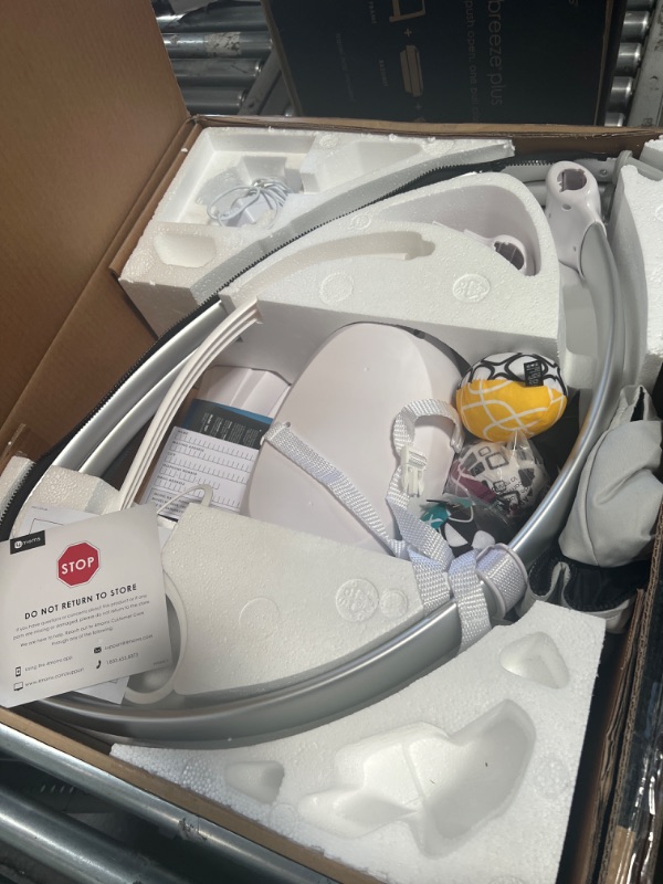 Photo 1 of 4moms mamaRoo 4 Multi-Motion Baby Swing, Bluetooth Baby Rocker with 5 Unique Motions, Nylon Fabric, Grey

