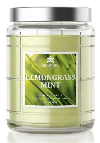 Photo 1 of Aroma Home by HS WORX 18 oz. Lemongrass Mint Scented Candle Jar-2pack 