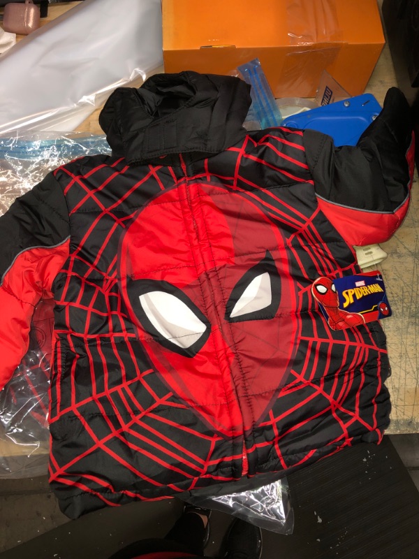 Photo 2 of Marvel Avengers Spider-Man Toddler Boys Winter Coat Puffer Jacket Red- 4T
