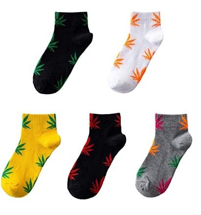 Photo 1 of 5 Pairs Unisex Marijuana Weed Leaf Boat Warm Cotton Socks (US 5-10.5) (One Size, Color 1-5)style and color may vary 