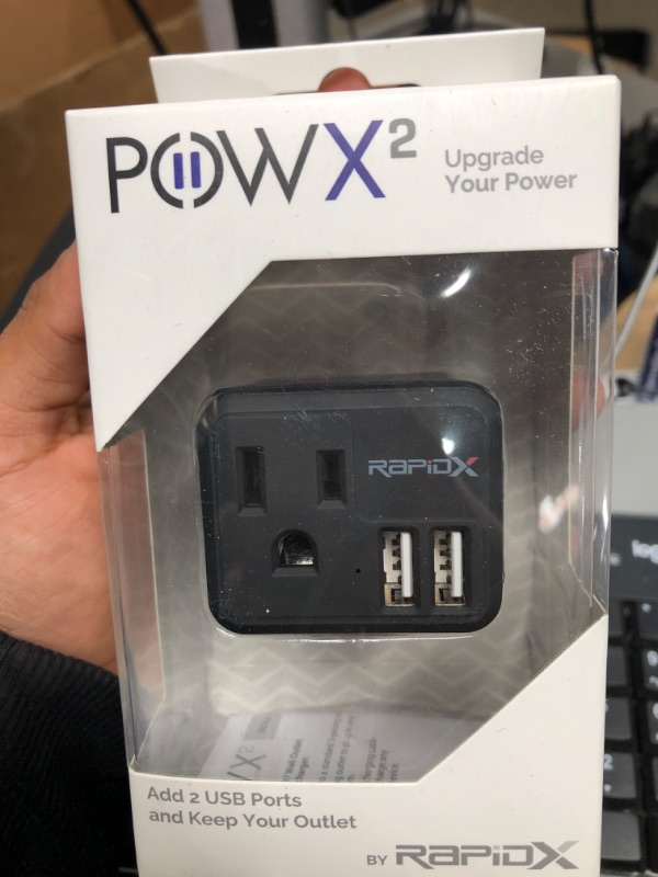 Photo 2 of PowX2 Wall USB Adapter with 1-Outlet and 2 USB Chargers in Black