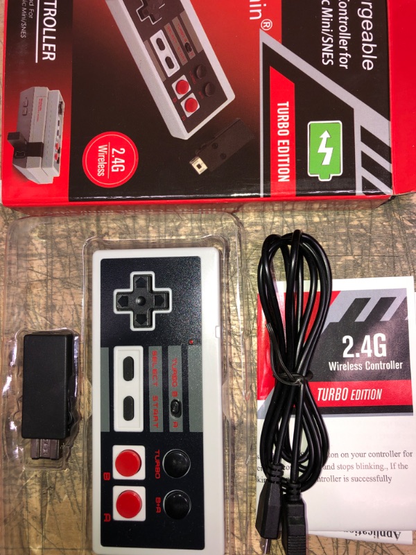 Photo 2 of Wireless Controller for Mini NES Classic Edition - Upgraded Turbo Function,Build in Rechargeable Battery?With USB Wireless Adapter Compatible with PC, Mac OS, Raspberry PI 