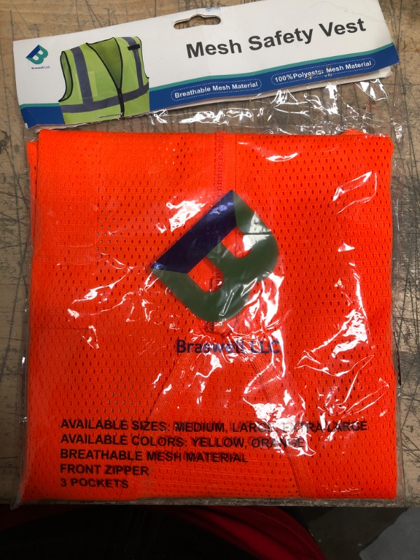 Photo 2 of BRASWELL MESH SAFETY VEST -ORANGE -MEDIUM 