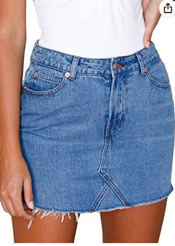 Photo 1 of Justalwart Women's High Waisted Jean Skirt Fringed Slim Fit Elastic Bodycon Short Mini Skirt KID SIZE 12
