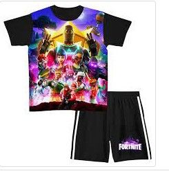 Photo 1 of  Epic Games Fortnite T-Shirt and Shorts Sets Summer 2 Pieces Short Sleeve Outfits Playwear Clothes for Youth Boys Girls SIZE S