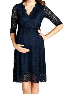 Photo 1 of HELLO MIZ Women's Lace Maternity Dress with Nursing Friendly Faux Wrap SIZE S "DIFERENT COLOR FROM STOCK PHOTO"