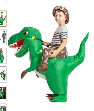 Photo 1 of GOOSH Inflatable Costume for Kids, Halloween Costumes Boys Girls Dinosaur Rider, Blow Up Costume for Unisex Godzilla Toy
