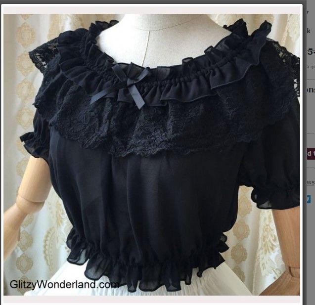 Photo 1 of Cropped Lolita Summer Lace Top  BLACK