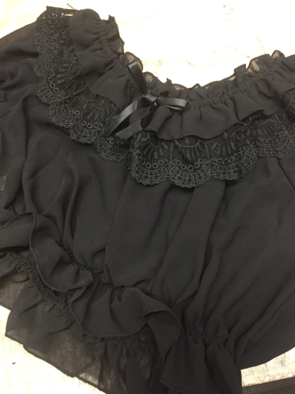 Photo 2 of Cropped Lolita Summer Lace Top  BLACK